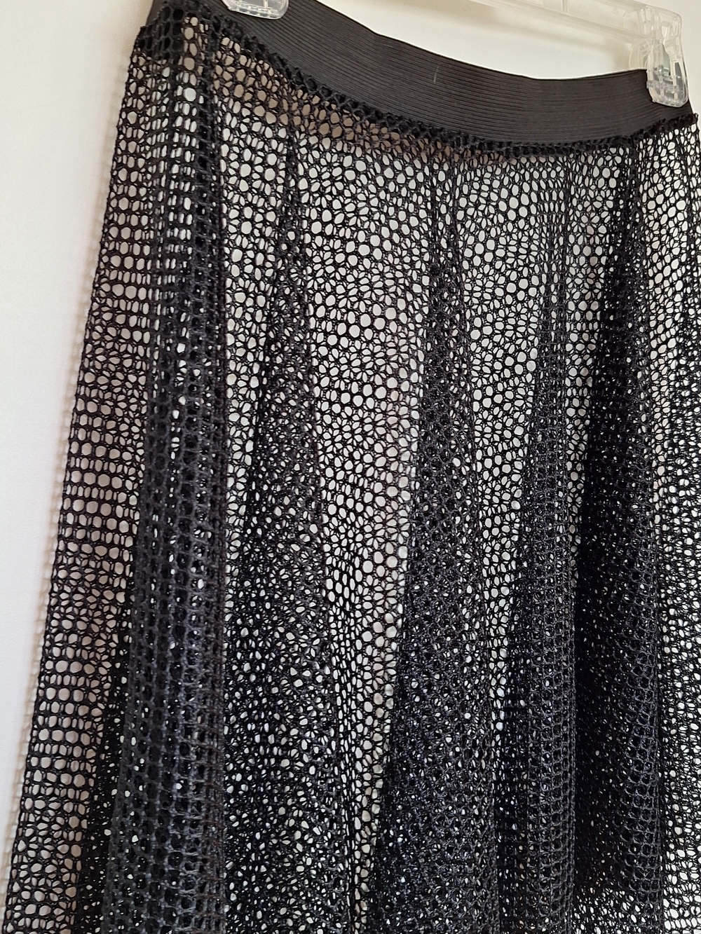 BEAUTY IN DEKAY RARE Black Mesh Large Fishnet  A-Line Goth Midi Skirt Sz M - Picture 7 of 7